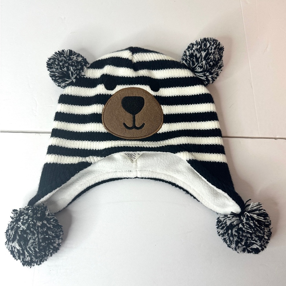 Toddler Bear Face Winter Hat Cap with Earflaps Fleece Lined Beanie Unisex Small